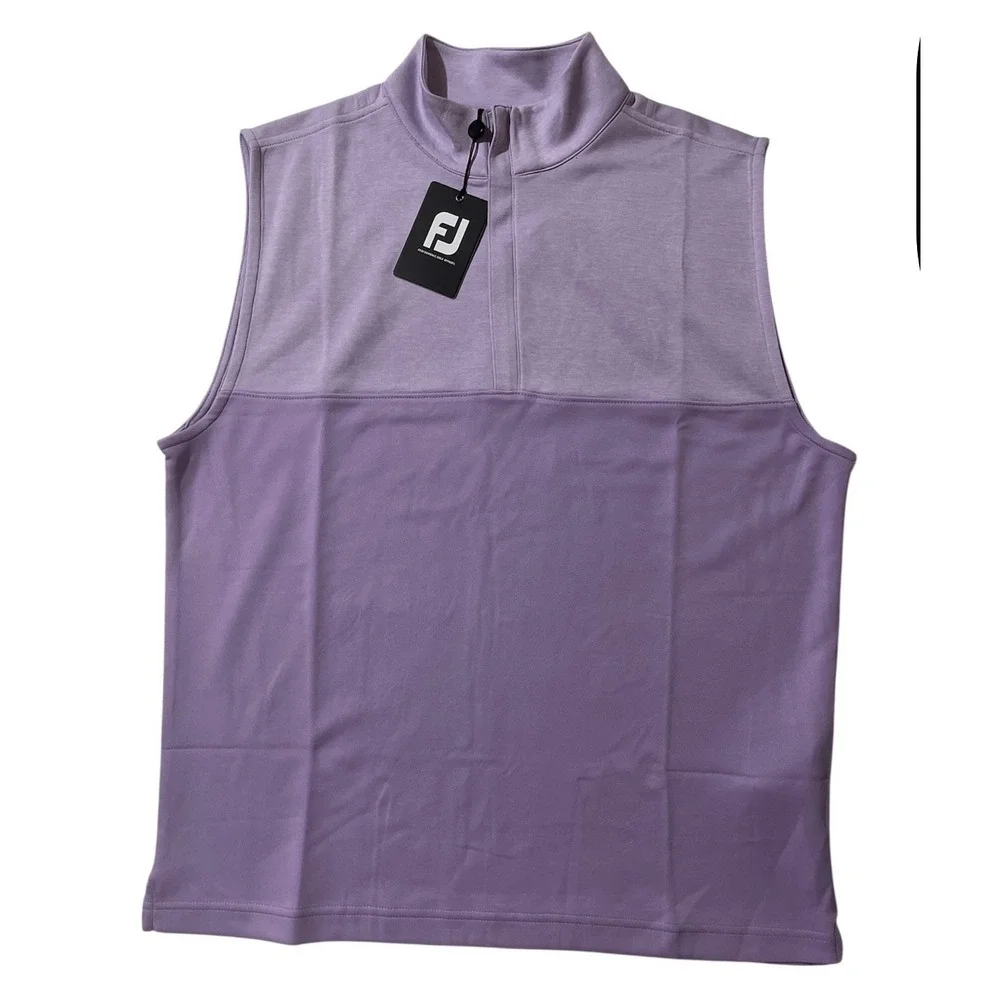 FootJoy Mens Heather Yoke Quarter Zip Vest Sleeveless Golf Shirt Lavender Medium